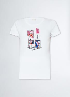 Liu Jo T-shirt Wit Kiss MA4393-J5003 - afbeelding 4 klein
