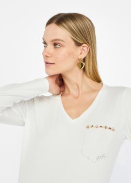 Liu Jo T-shirt Bianco Latte TF5170-JS003 - afbeelding 2 klein
