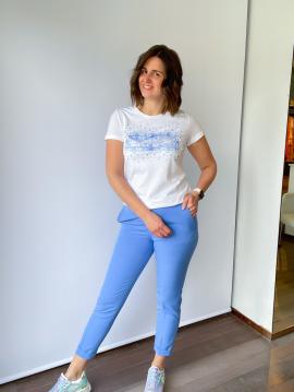 Liu Jo T-shirt Wit Blue flow WA5240-JS923 - afbeelding 1 klein