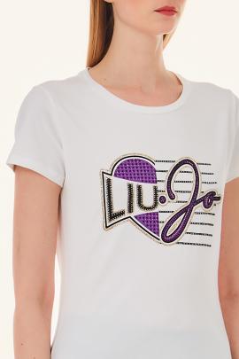 Liu Jo T-shirt Ivoor/Heart TA4196-JS003 - afbeelding 5 klein