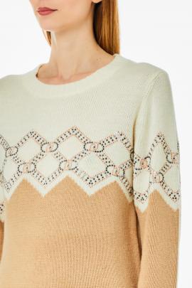 Liu Jo Sweater Camel/Wit TF4233-MS55L - afbeelding 3 klein