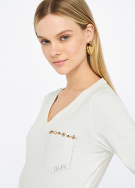 Liu Jo T-shirt Bianco Latte TF5170-JS003 - afbeelding 1 klein