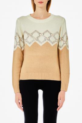 Liu Jo Sweater Camel/Wit TF4233-MS55L - afbeelding 1 klein