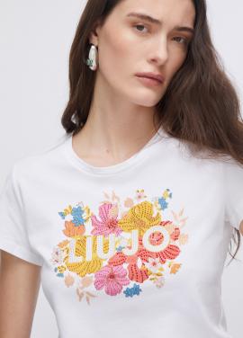 Liu Jo T-shirt Wit Bloemen WA6493-JS923 - afbeelding 1 klein