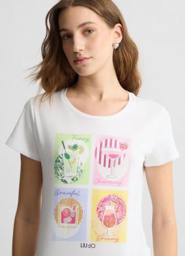 Liu Jo T-shirt Wit Cocktail WA5478-J6410 - afbeelding 1 klein