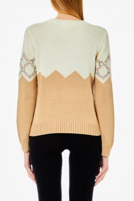 Liu Jo Sweater Camel/Wit TF4233-MS55L - afbeelding 2 klein