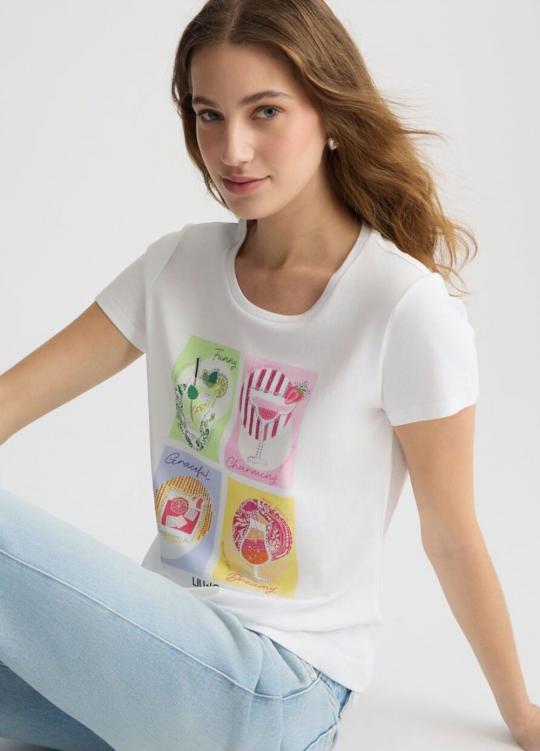 Liu Jo T-shirt Wit Cocktail WA5478-J6410 - afbeelding 4 groot