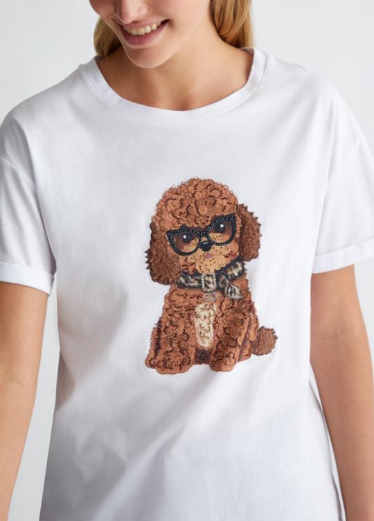 Liu Jo T-shirt Wit dog WF4411-J5904 - afbeelding 2 groot