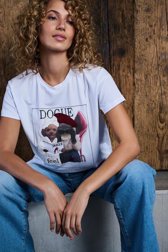 Due Amanti T-shirt WHITE DOGGY - afbeelding 6 groot
