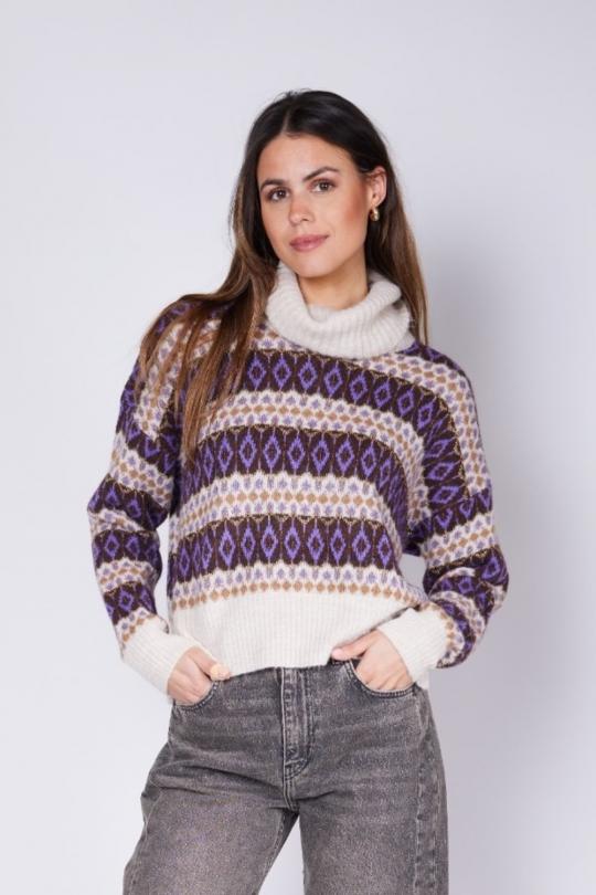 Liu Jo Sweater Violet jacq MF5241-MA58P - afbeelding 1 groot