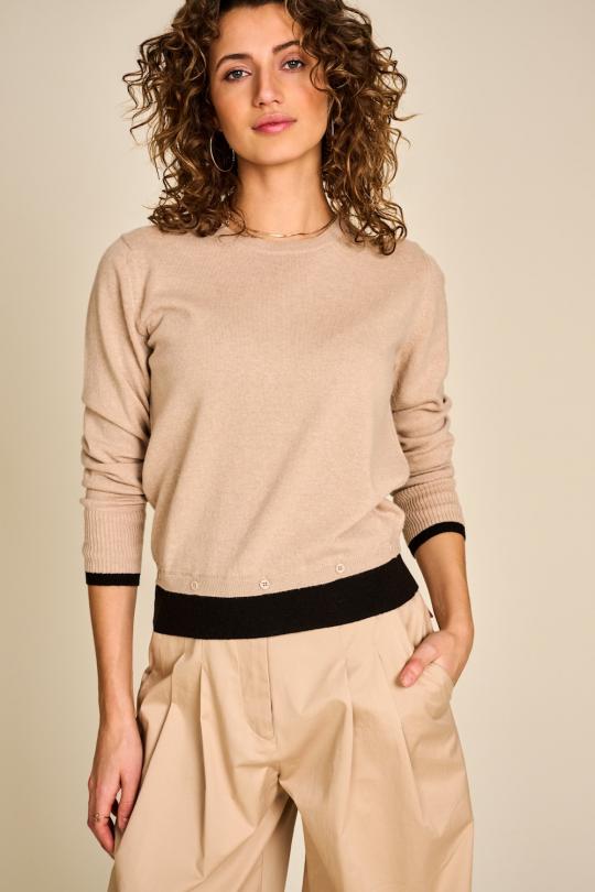 Due Amanti Pull BEIGE BATIE - afbeelding 1 groot