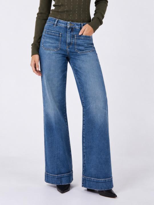 Liu Jo Broek Blue Dirty UF6196-D4854 - afbeelding 4 groot