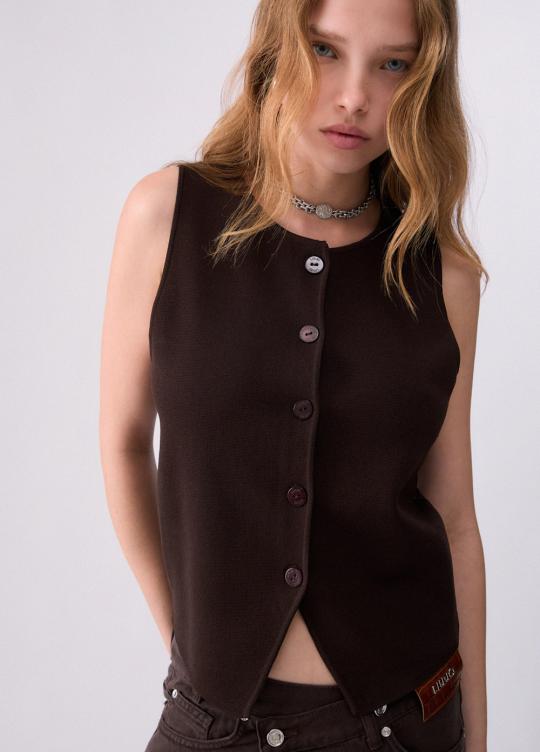 Liu Jo Gilet Moka CF6006-MS55N - afbeelding 5 groot