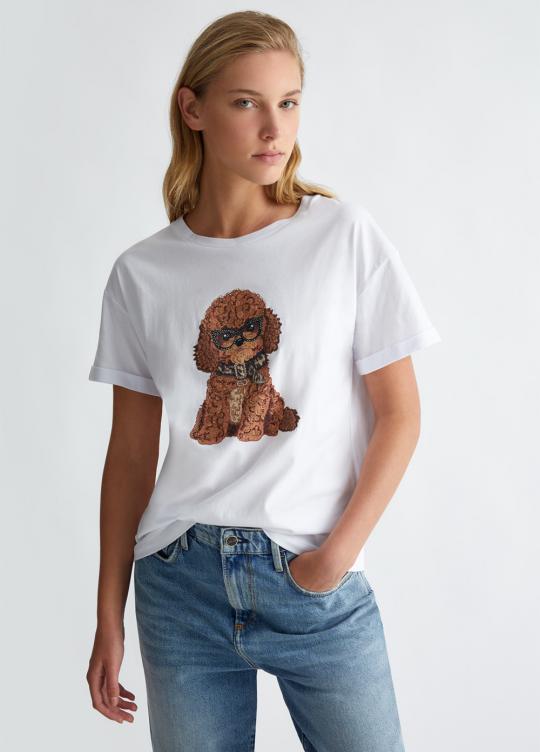 Liu Jo T-shirt Wit dog WF4411-J5904 - afbeelding 1 groot