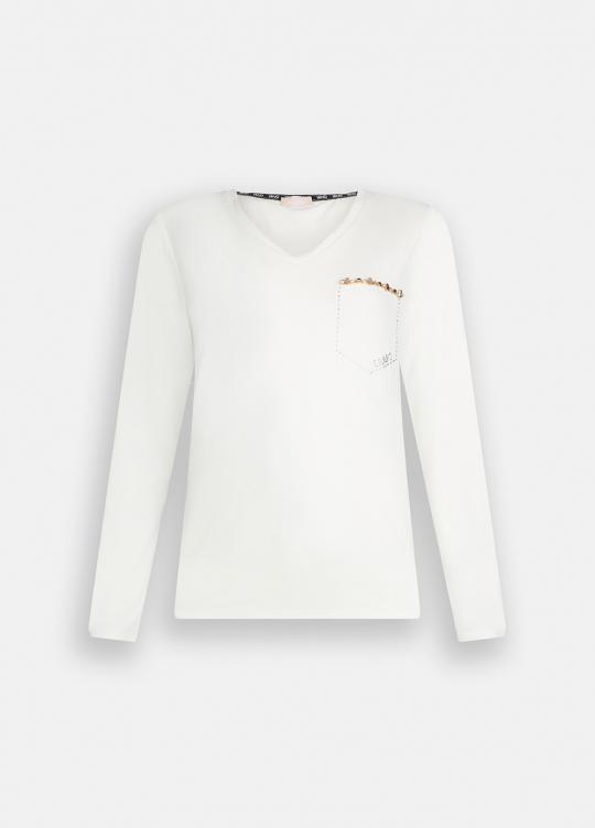 Liu Jo T-shirt Bianco Latte TF5170-JS003 - afbeelding 6 groot