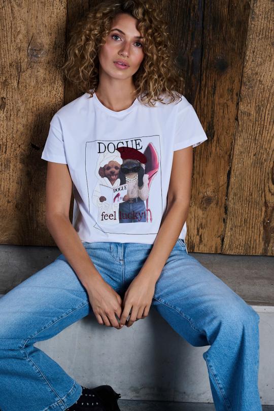 Due Amanti T-shirt WHITE DOGGY - afbeelding 7 groot