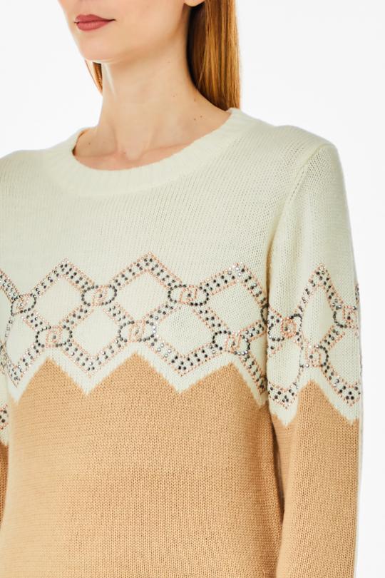 Liu Jo Sweater Camel/Wit TF4233-MS55L - afbeelding 4 groot