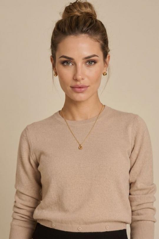Due Amanti Pull BEIGE BATIE - afbeelding 3 groot