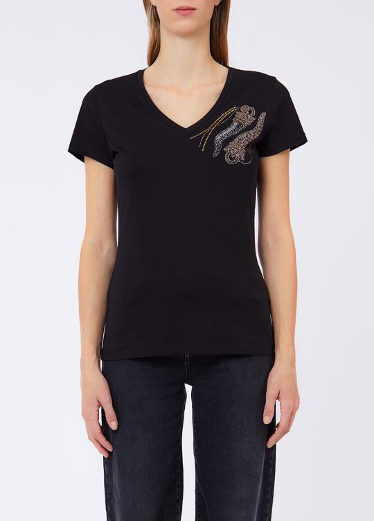 Liu Jo T-shirt Zwart Horns WF6447-JS923 - afbeelding 1 groot