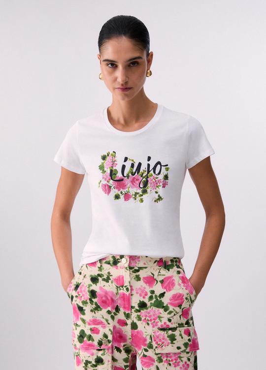 Liu Jo T-shirt Wit Rose WA6493-JS923 - afbeelding 2 groot