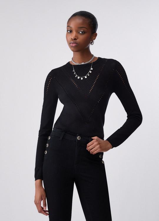Liu Jo Pull Zwart WF6239-MS99E - afbeelding 1 groot