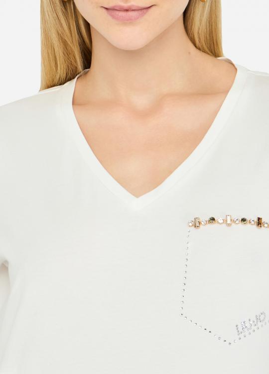 Liu Jo T-shirt Bianco Latte TF5170-JS003 - afbeelding 5 groot