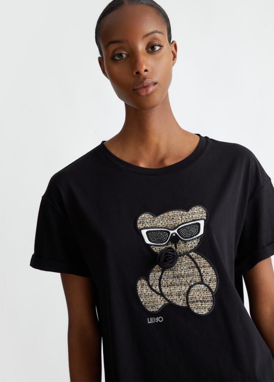 Liu Jo T-shirt Zwart bear WF4411-J5904 - afbeelding 2 groot