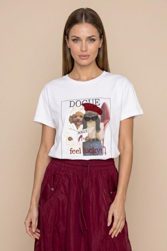 Due Amanti T-shirt WHITE DOGGY - afbeelding 1 groot