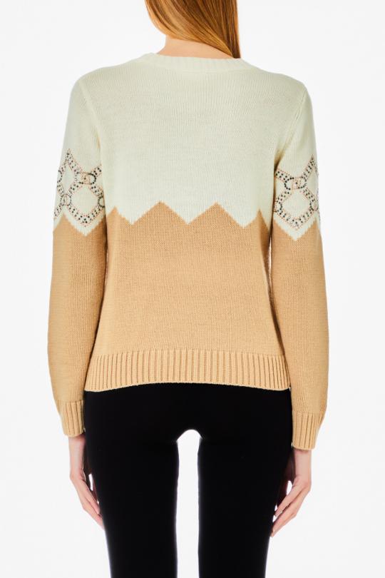 Liu Jo Sweater Camel/Wit TF4233-MS55L - afbeelding 3 groot